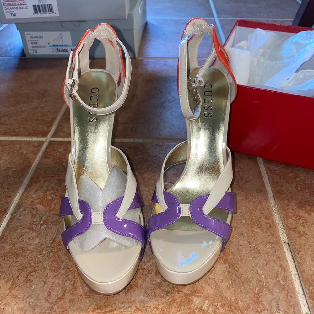 Guess platform heels purple and orange